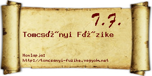 Tomcsányi Füzike névjegykártya